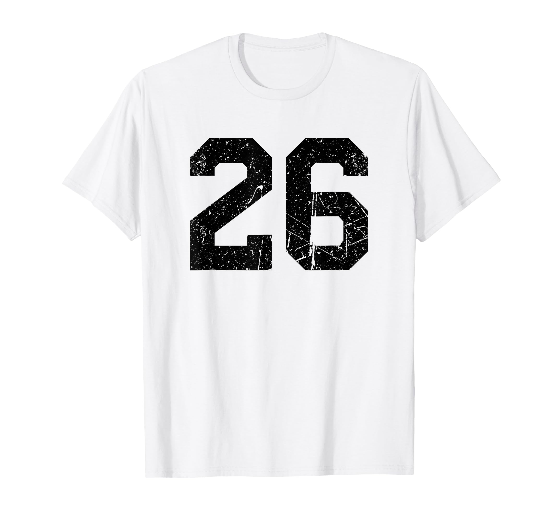 26 Distressed Black Sports Team Number T-Shirt - Unique Graphic Men Women - T-Shirt, Sweatshirt, Hoodie