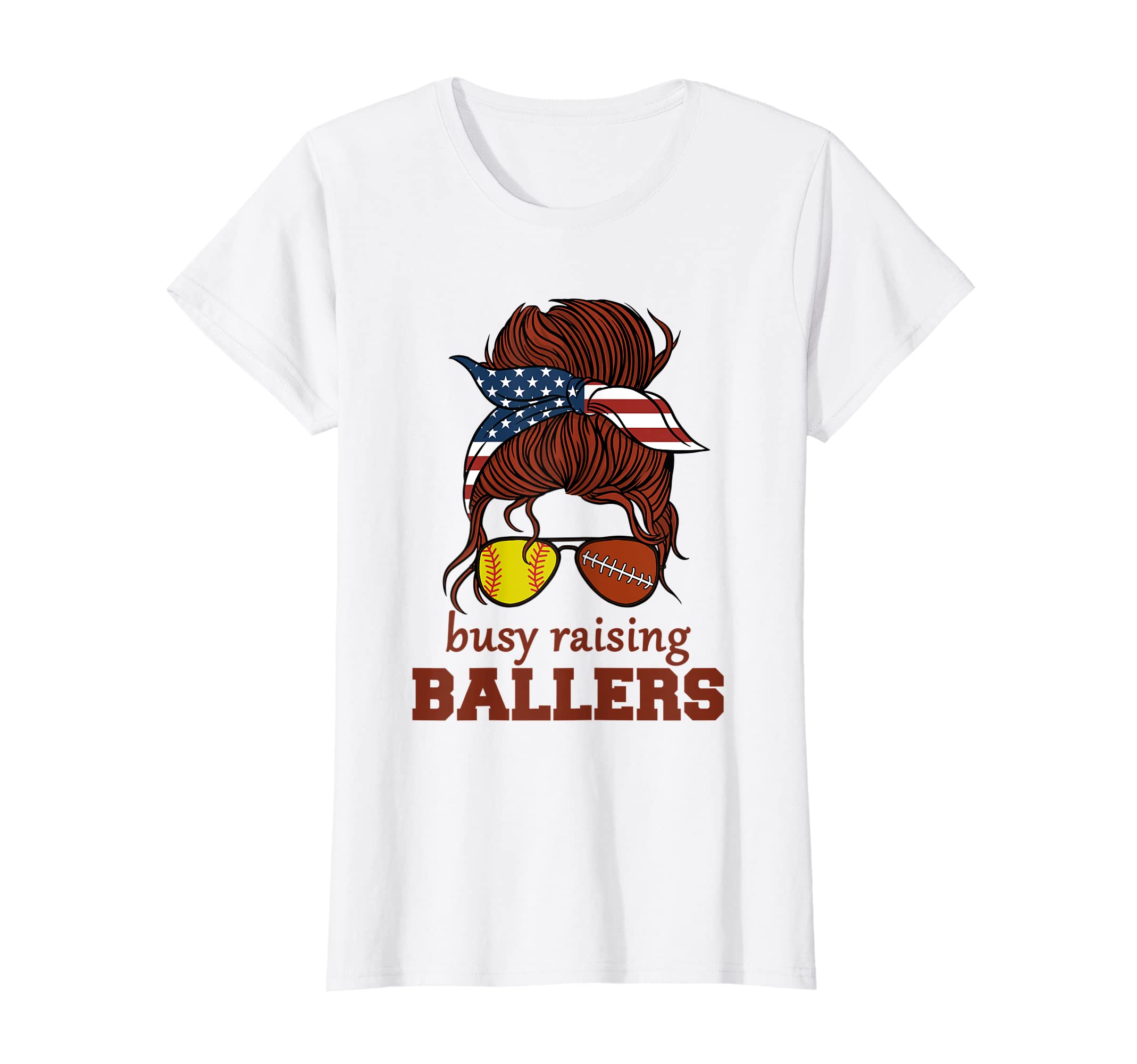 Womens Softball And Football Mom Usa T-Shirt - Aesthetic Graphic Unisex - T-Shirt, Sweatshirt, Hoodie