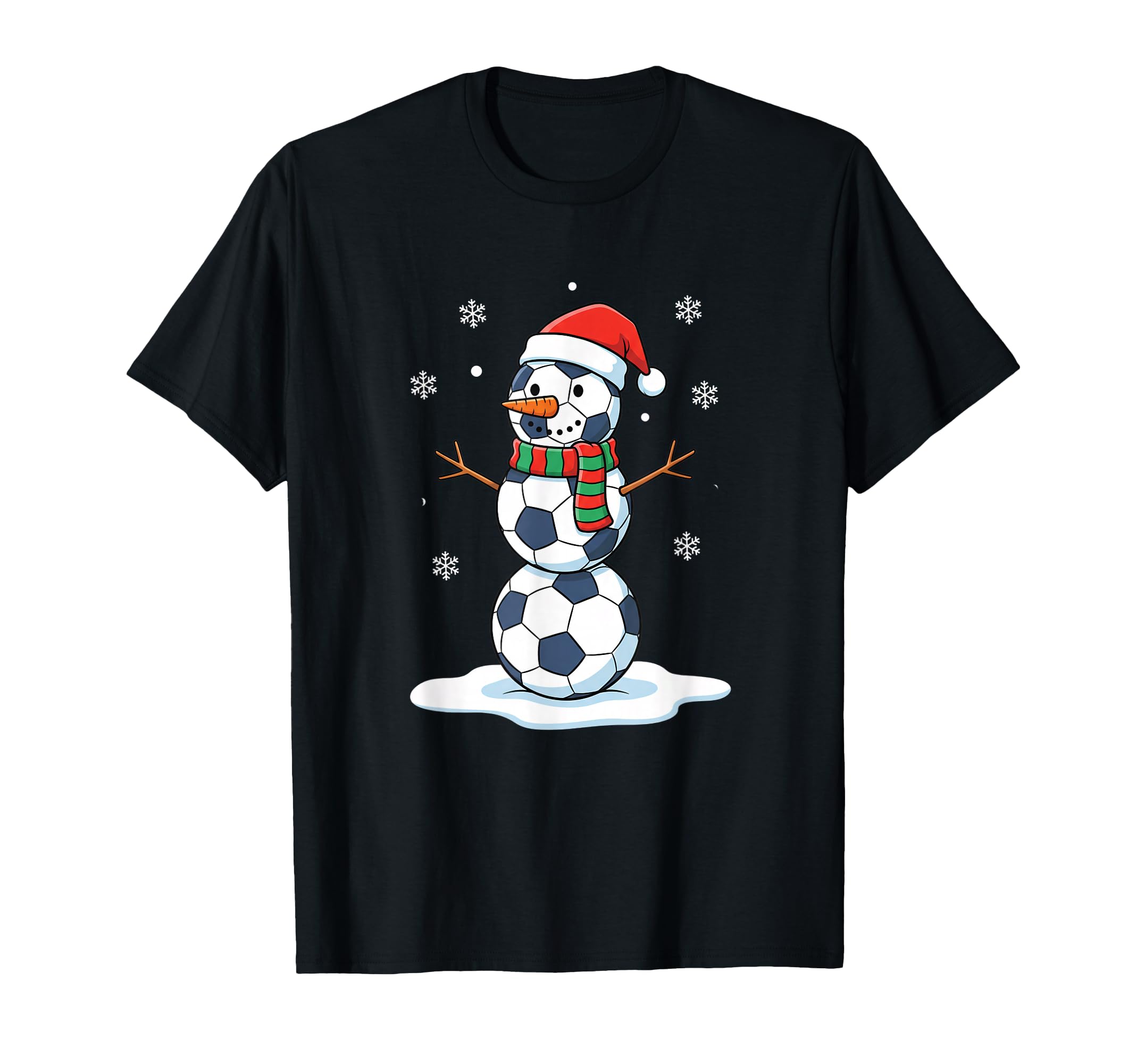 Soccer Snowman Santa Hat Holiday T-Shirt - Streetwear Style Men Women - T-Shirt, Sweatshirt, Hoodie
