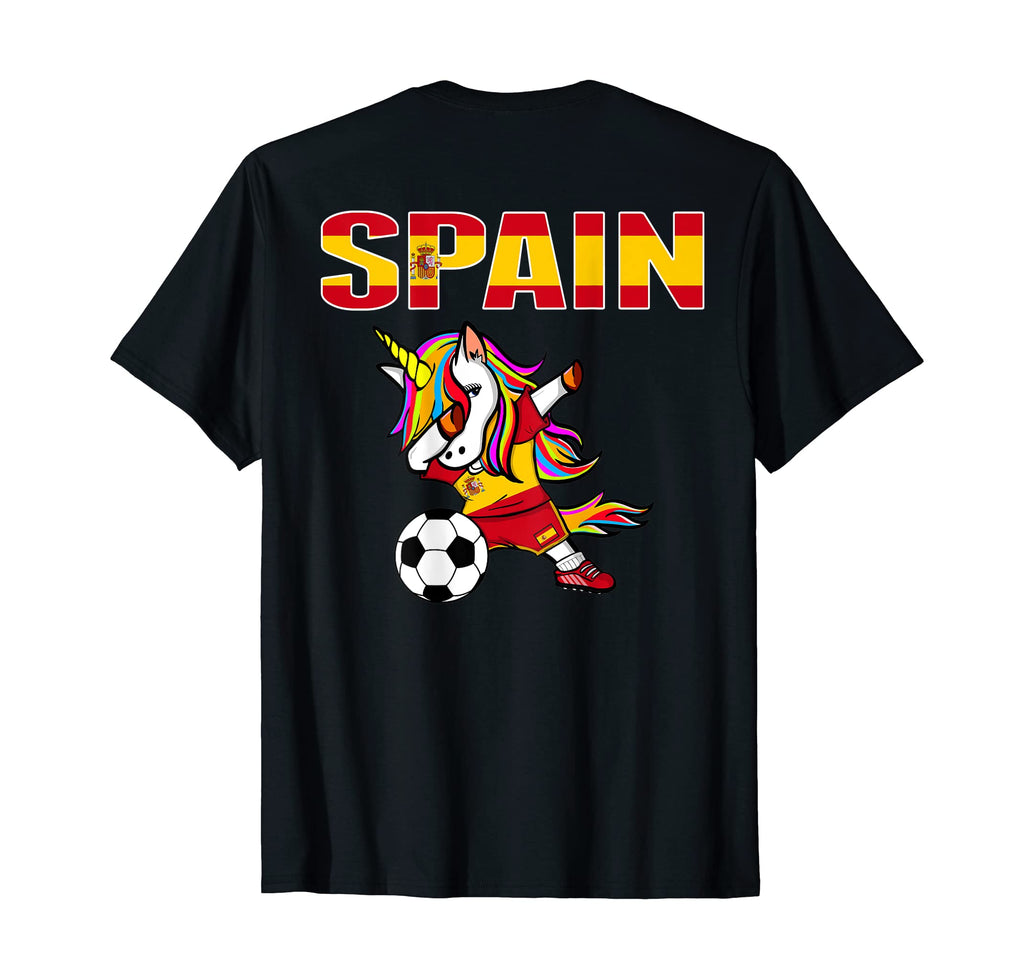 Dabbing Unicorn Spain Soccer Fans Jersey T-Shirt - Graphic Print Unisex - T-Shirt, Sweatshirt, Hoodie