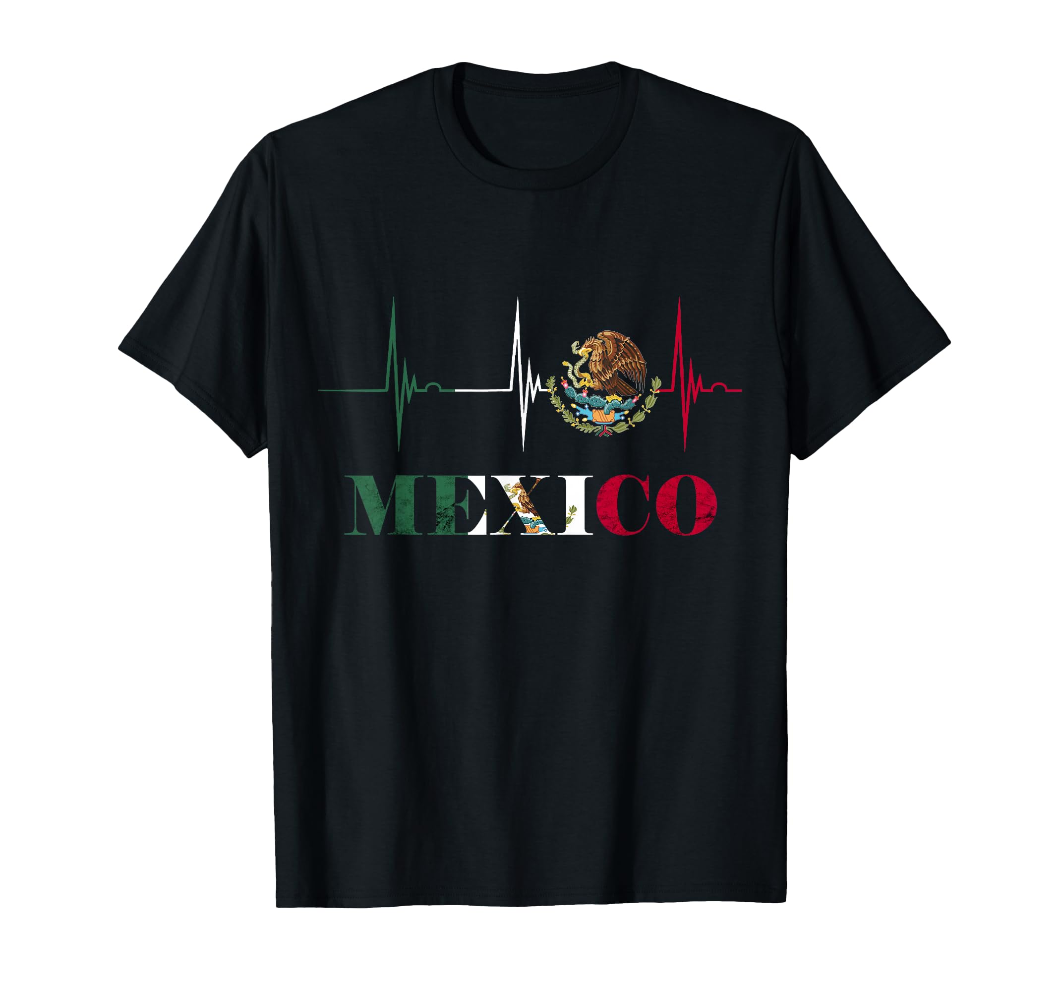 Heartbeat Ekg Pulse Mexico Emblem Mexico T-Shirt - Novelty Apparel Unisex - T-Shirt, Sweatshirt, Hoodie