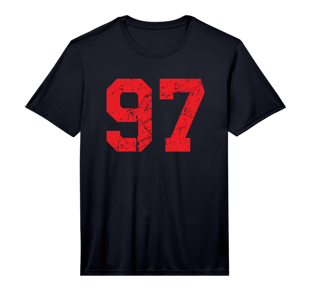 Number 97 Red Distressed Number T-Shirt - Graphic Print Men Women - T-Shirt, Sweatshirt, Hoodie