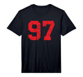 Number 97 Red Distressed Number T-Shirt - Graphic Print Men Women - T-Shirt, Sweatshirt, Hoodie