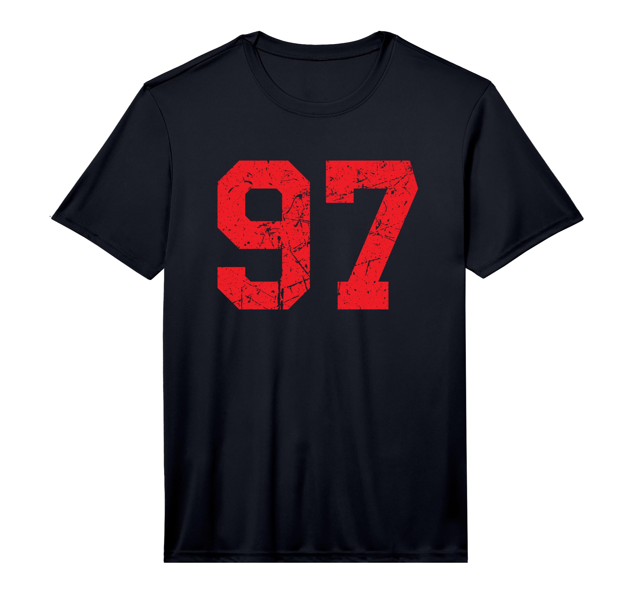 Number 97 Red Distressed Number T-Shirt - Graphic Print Men Women - T-Shirt, Sweatshirt, Hoodie