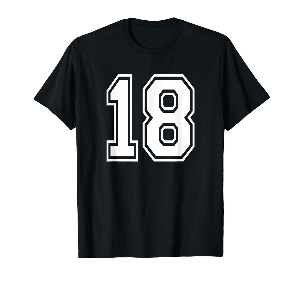 Number 18 Numbered Uniform T-Shirt - Casual Everyday Wear for Adults - T-Shirt, Sweatshirt, Hoodie