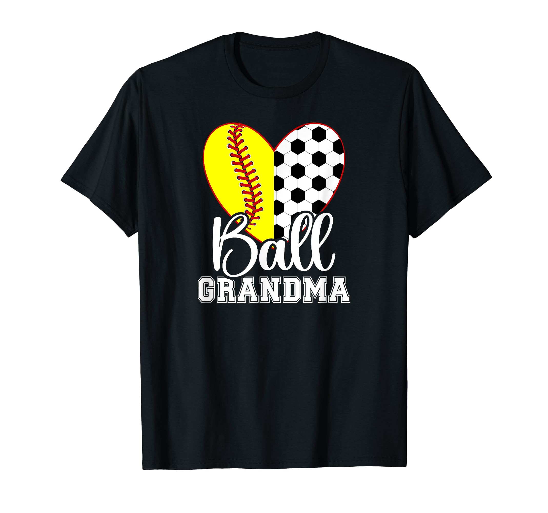 Ball Grandma Heart Soccer Softball T-Shirt - Minimalist Print for Adults - T-Shirt, Sweatshirt, Hoodie