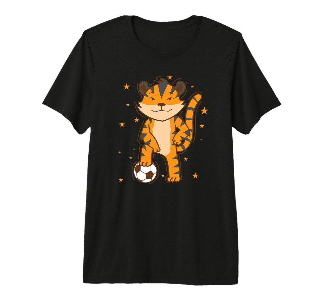 Tiger Playing Soccer Big Cat Tri Blend T-Shirt - Custom Art Print Men Women - T-Shirt, Sweatshirt, Hoodie