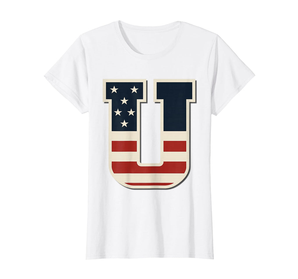 Usa Flag Letter U Stars Stripes T-Shirt - Fun Novelty Design Unisex - T-Shirt, Sweatshirt, Hoodie