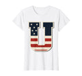 Usa Flag Letter U Stars Stripes T-Shirt - Fun Novelty Design Unisex - T-Shirt, Sweatshirt, Hoodie