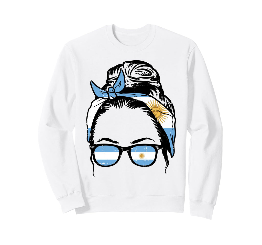 Argentina Messy Bun Flag Soccer Sweatshirt - Streetwear Style Men Women - T-Shirt, Sweatshirt, Hoodie