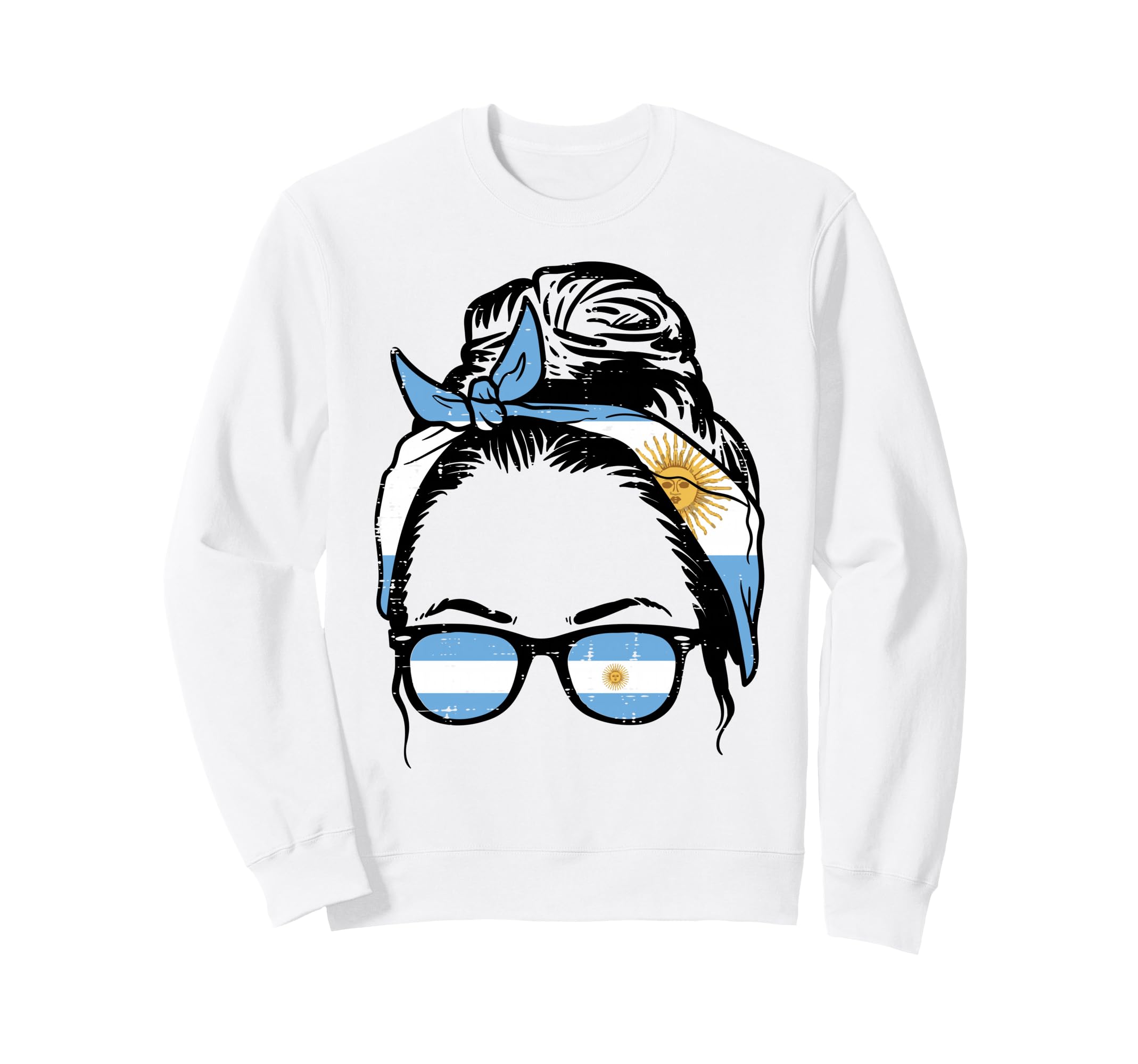 Argentina Messy Bun Flag Soccer Sweatshirt - Streetwear Style Men Women - T-Shirt, Sweatshirt, Hoodie