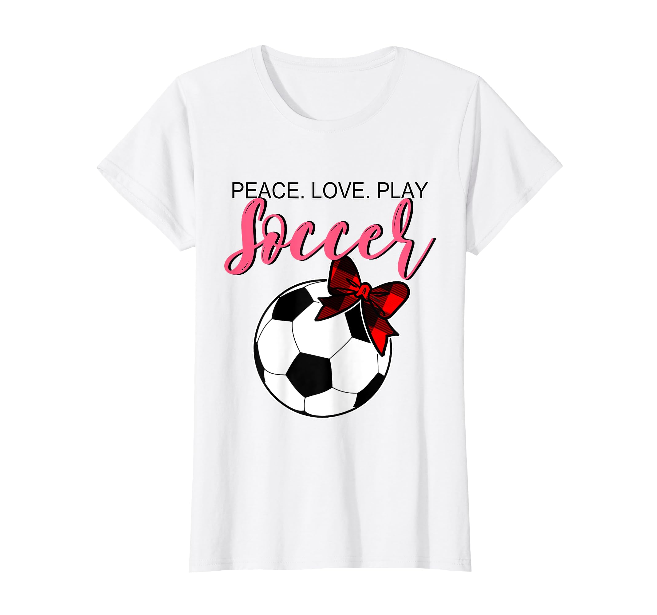 Peace Love Soccer Bow Teen Soccer Mom T-Shirt - Custom Art Print for Adults - T-Shirt, Sweatshirt, Hoodie