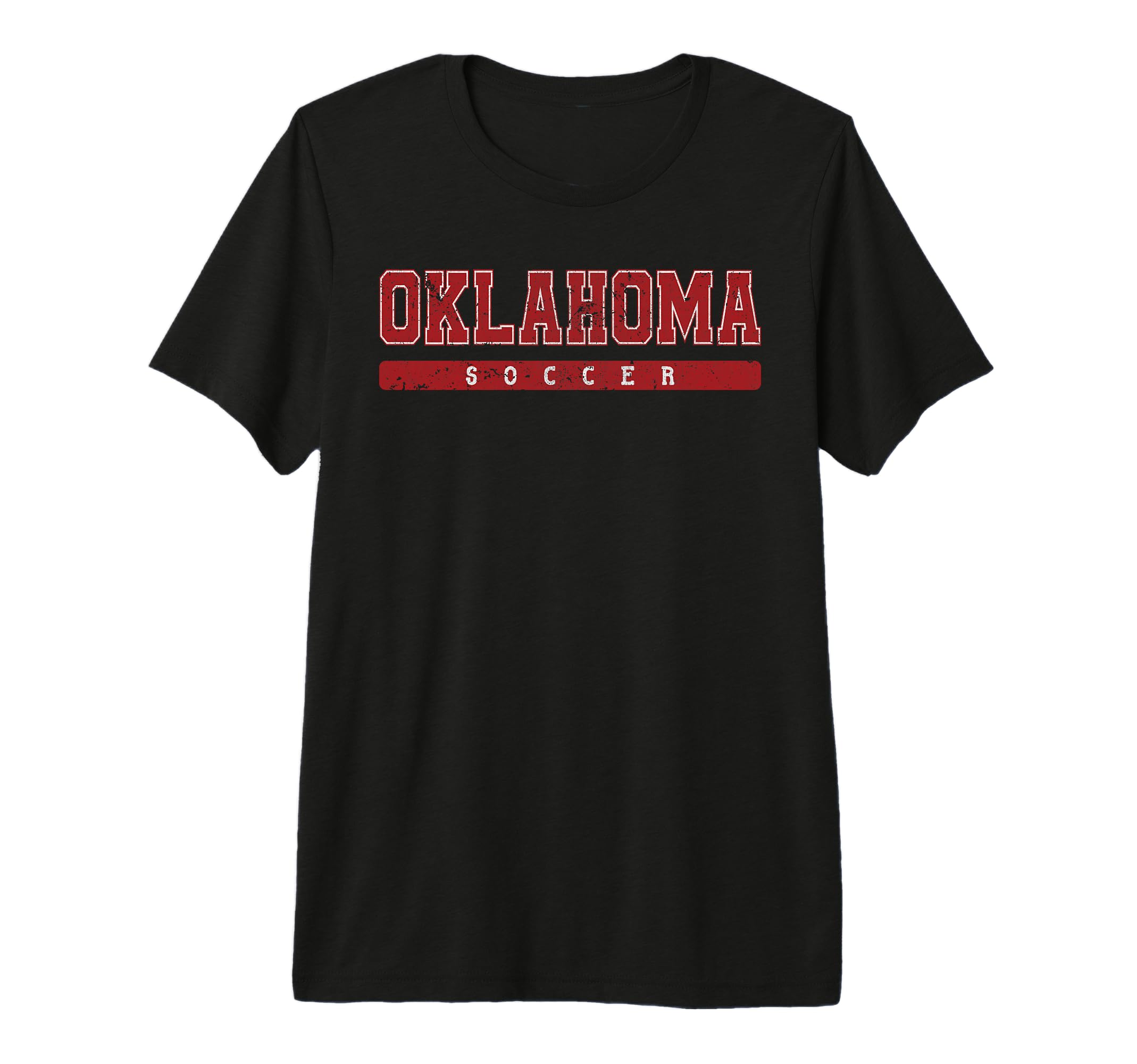 Oklahoma Soccer Red Text Tri Blend T-Shirt - Fun Novelty Design for Adults - T-Shirt, Sweatshirt, Hoodie