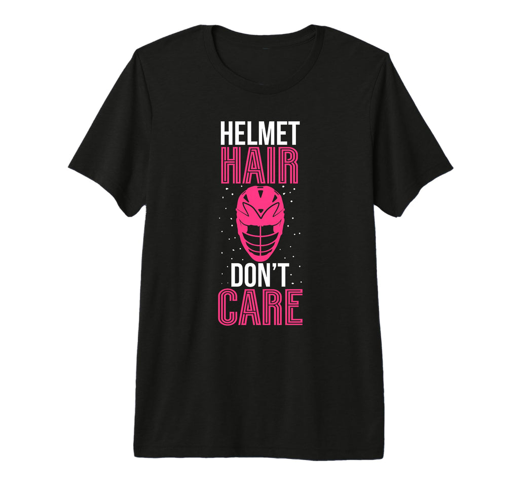 Helmet Hair Dont Care Lacrosse T-Shirt - Minimalist Print for Adults - T-Shirt, Sweatshirt, Hoodie