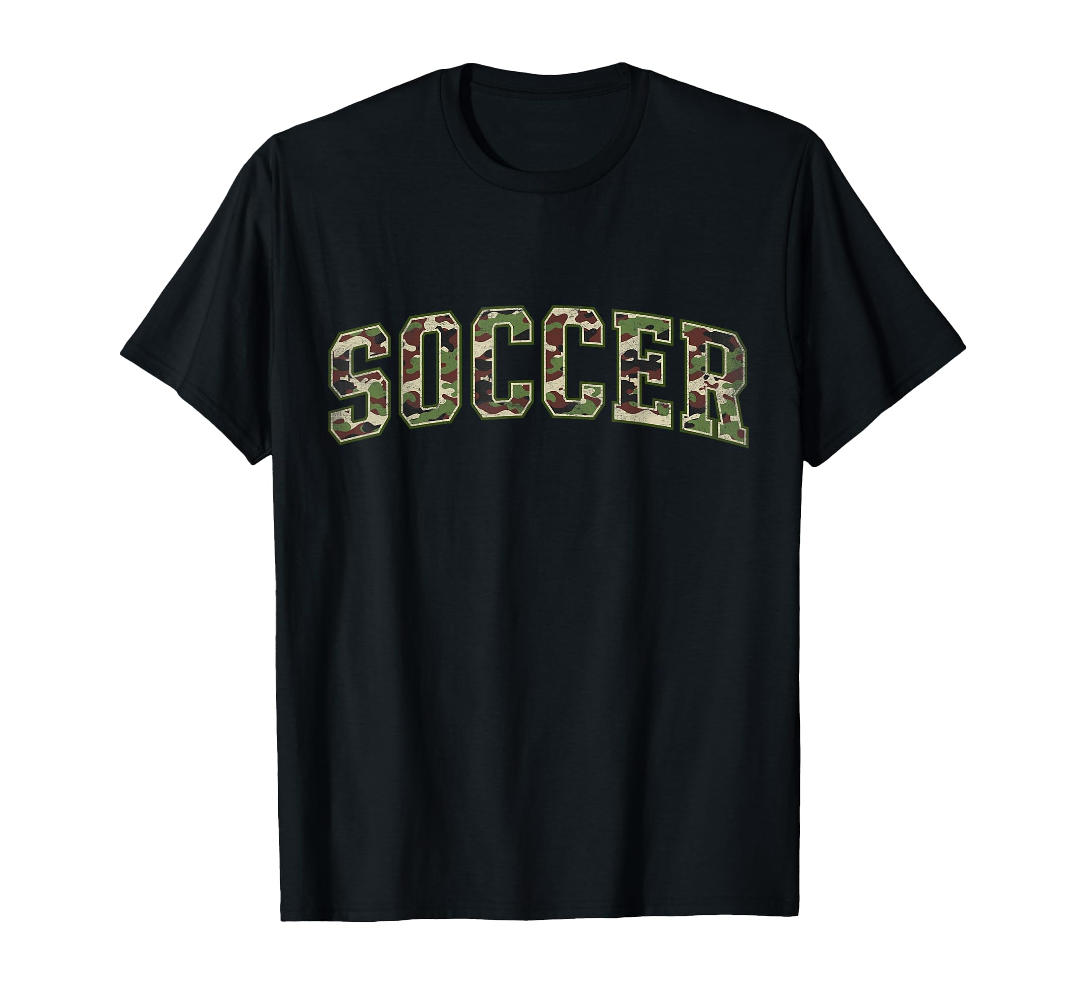 Camo Soccer Camourflage Varsity Text T-Shirt - Graphic Print Men Women - T-Shirt, Sweatshirt, Hoodie