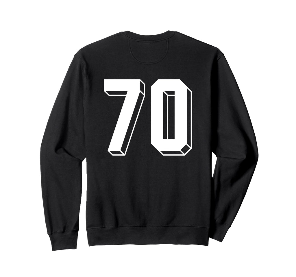 Number 70 Backside 80S 90S Team Jersey Sweatshirt - Novelty Apparel Unisex - T-Shirt, Sweatshirt, Hoodie