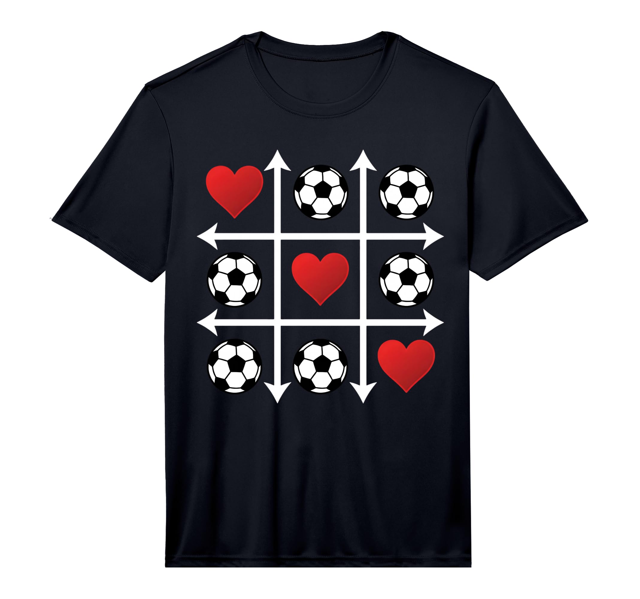 Soccer Valentine Heart Tic Tac Toe Love T-Shirt - Unique Graphic Men Women - T-Shirt, Sweatshirt, Hoodie