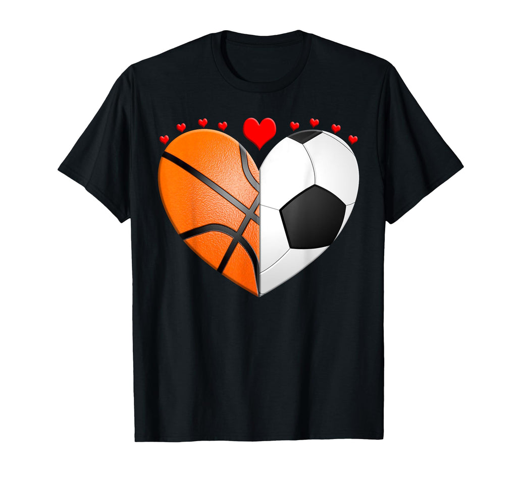 Heart Basketball Soccer Football T-Shirt - Casual Everyday Wear Unisex - T-Shirt, Sweatshirt, Hoodie