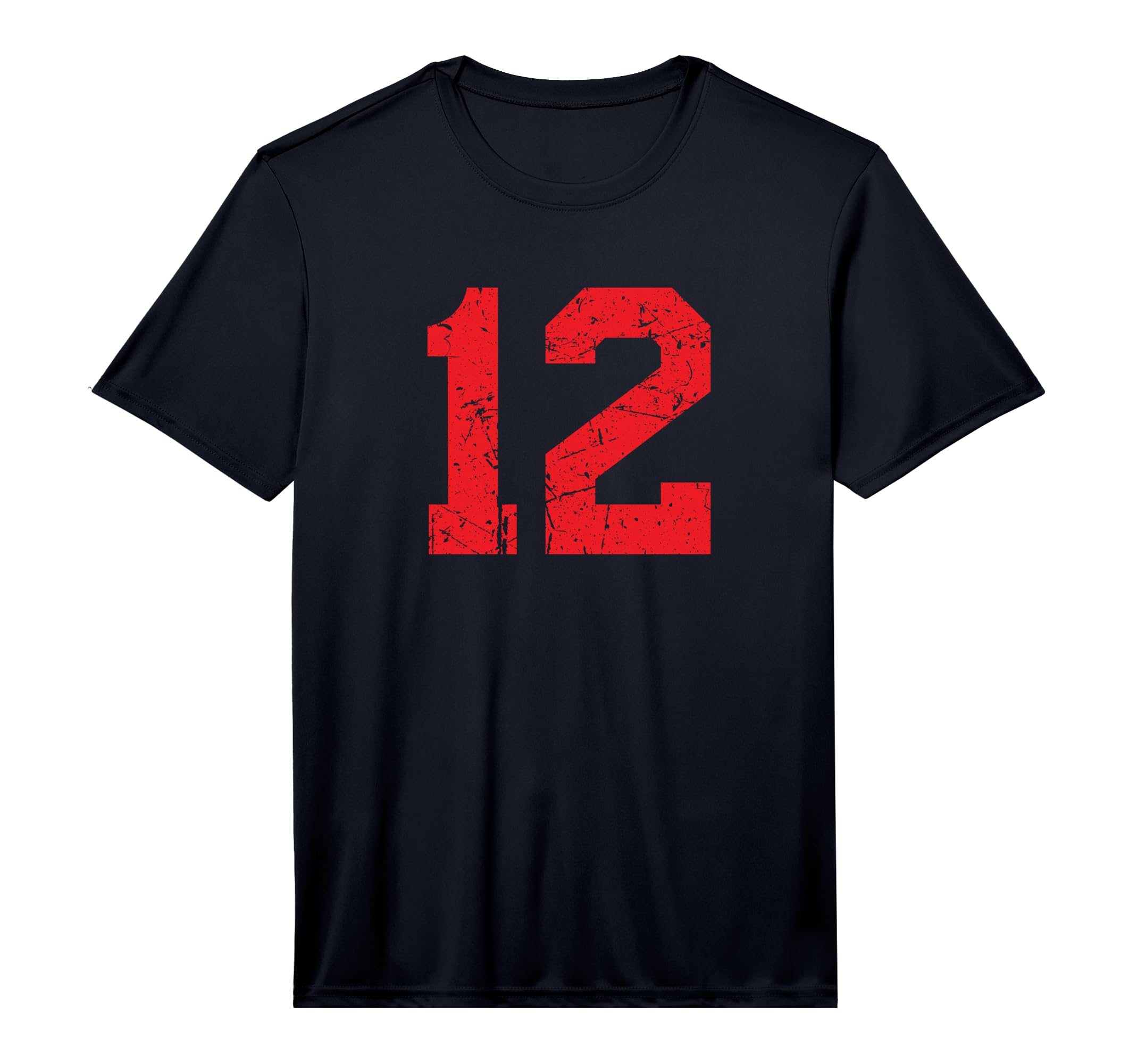 Number 12 Red Distressed Sports Team T-Shirt - Minimalist Print for Adults - T-Shirt, Sweatshirt, Hoodie