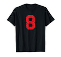 Number 8 Sports Red Distressed Plain T-Shirt - Novelty Apparel Men Women - T-Shirt, Sweatshirt, Hoodie