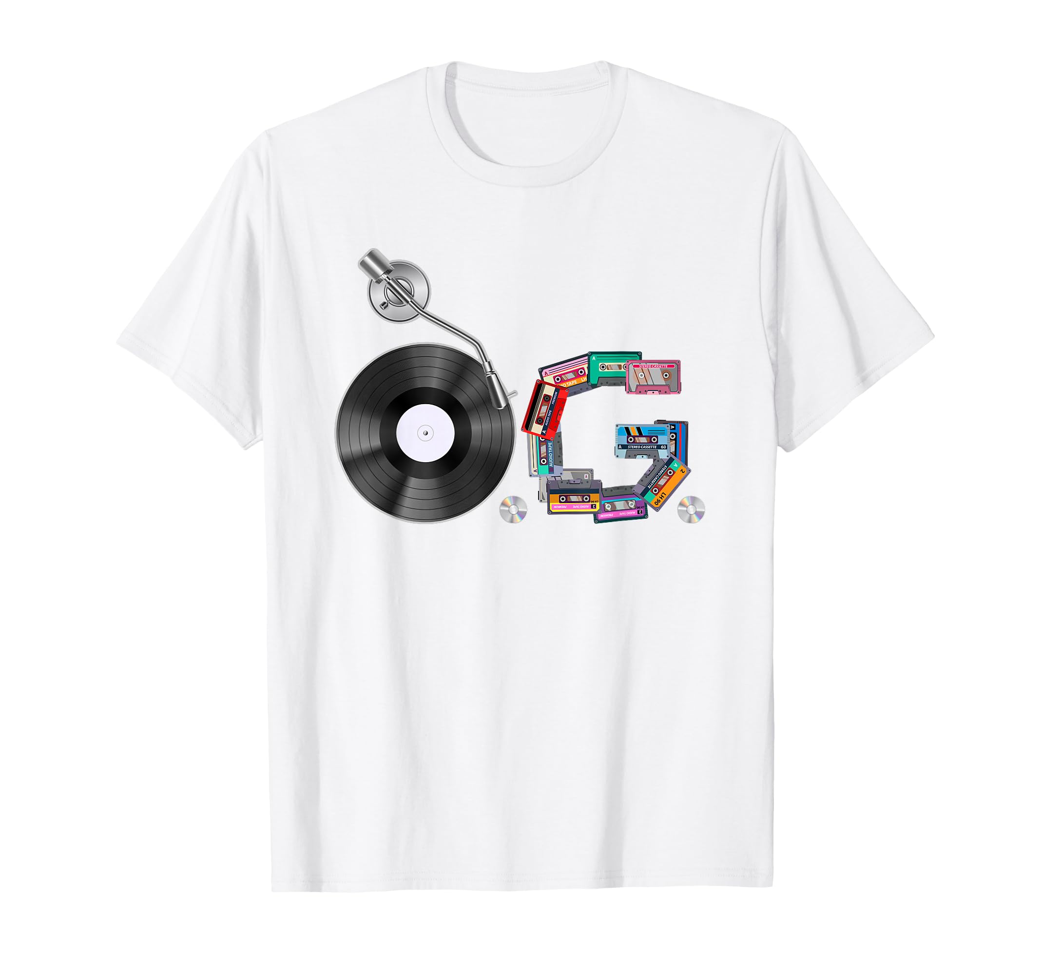 Old School Og Hip Hop Head Vinyl Cds T-Shirt - Custom Art Print Unisex - T-Shirt, Sweatshirt, Hoodie