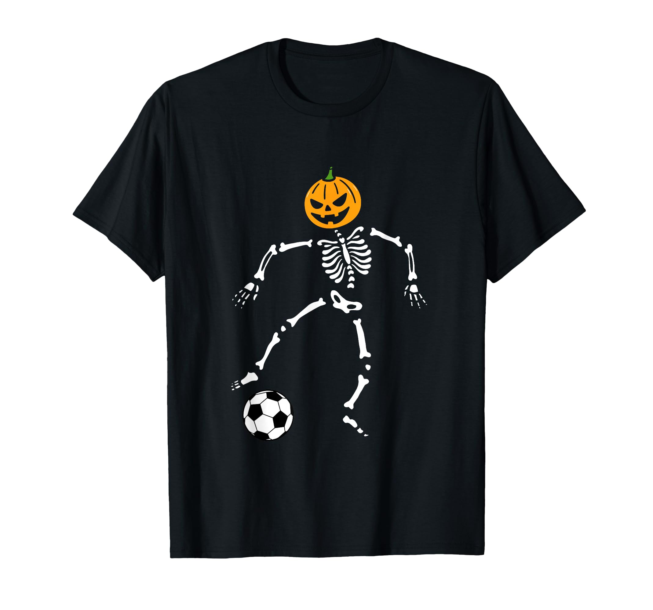 Pumpkin Skeleton Soccer Player Halloween T-Shirt - Graphic Print Men Women - T-Shirt, Sweatshirt, Hoodie