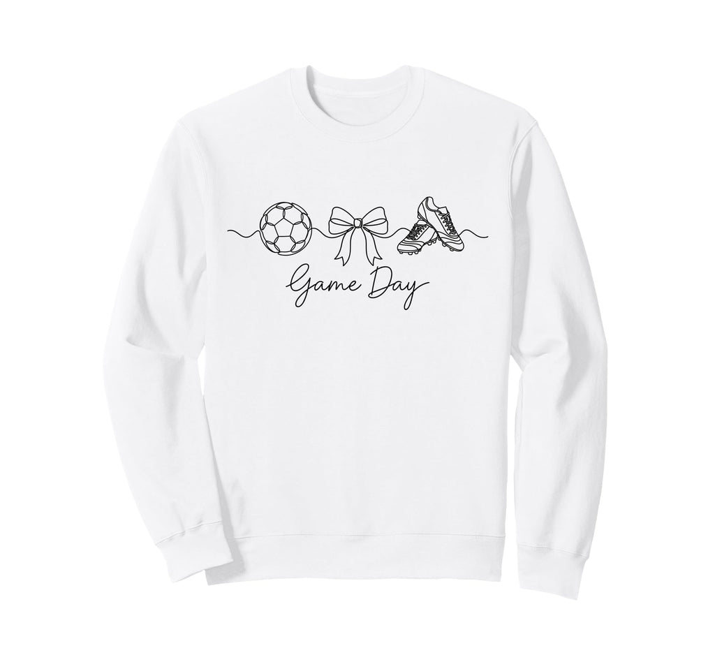 Game Day Soccer Mom Ball Bow Sweatshirt - Minimalist Print for Adults - T-Shirt, Sweatshirt, Hoodie