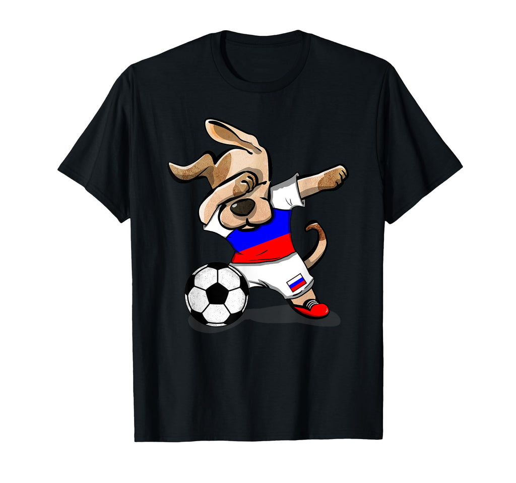 Funny Dabbing Dog Russia Soccer T-Shirt - Minimalist Print Men Women - T-Shirt, Sweatshirt, Hoodie