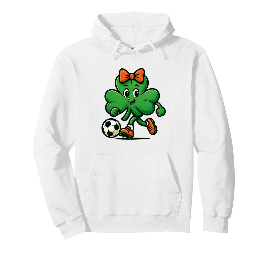 Soccer St Patricks Day Coquette Bow Shamrock Hoodie - Graphic Print Unisex - T-Shirt, Sweatshirt, Hoodie