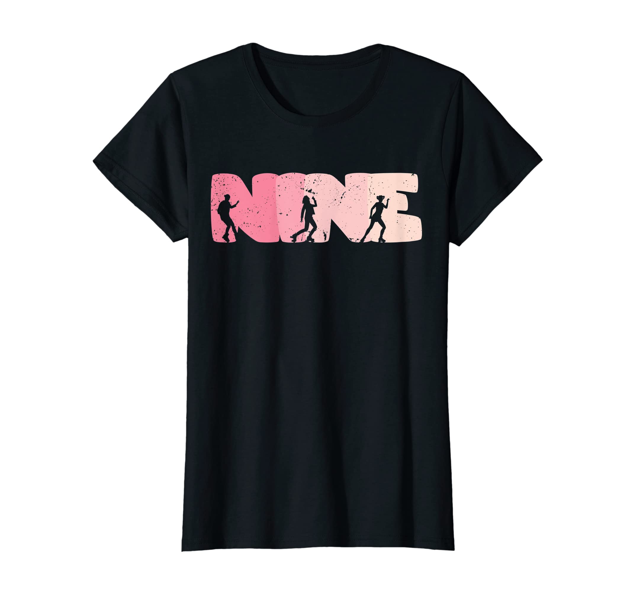 9 Year Old Roller Skating Birthday T-Shirt - Minimalist Print Men Women - T-Shirt, Sweatshirt, Hoodie