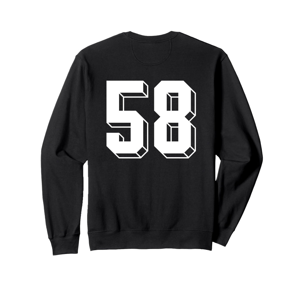 Number 58 Backside 80S 90S Team Jersey Sweatshirt - Novelty Apparel Unisex - T-Shirt, Sweatshirt, Hoodie