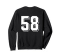 Number 58 Backside 80S 90S Team Jersey Sweatshirt - Novelty Apparel Unisex - T-Shirt, Sweatshirt, Hoodie