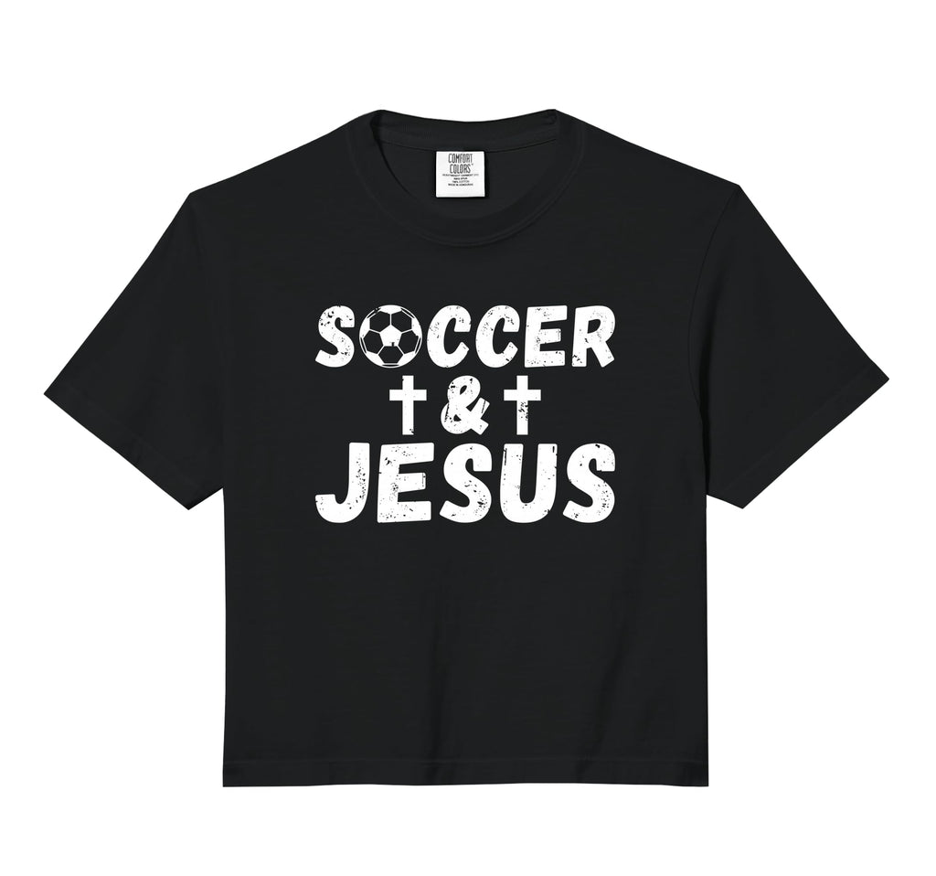 Soccer And Jesus Soccer Comfort Colors T-Shirt - Fun Novelty Design Unisex - T-Shirt, Sweatshirt, Hoodie