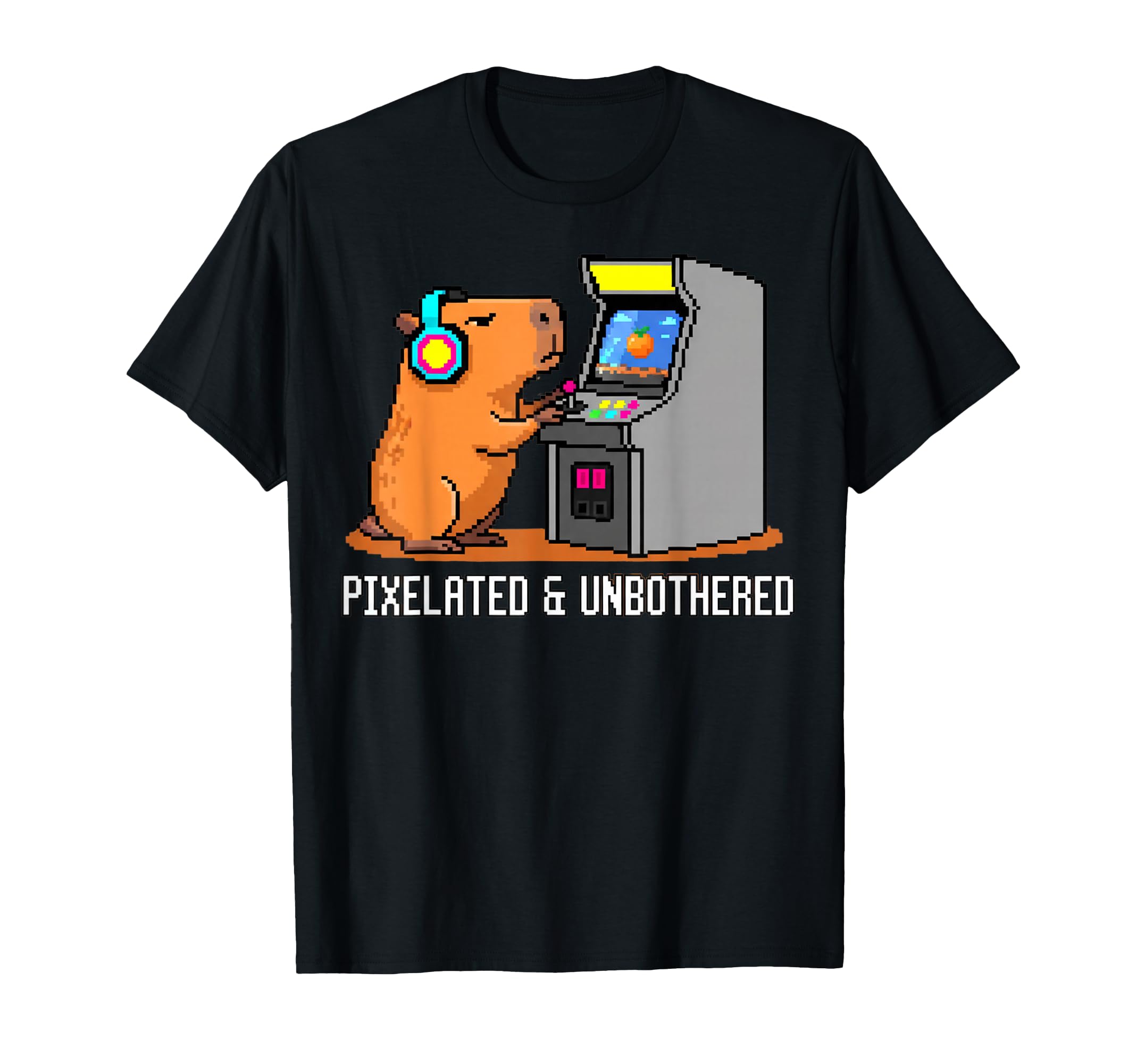 Pixelated Unbothered Capybara Gaming Gamer T-Shirt - Novelty Apparel Unisex - T-Shirt, Sweatshirt, Hoodie