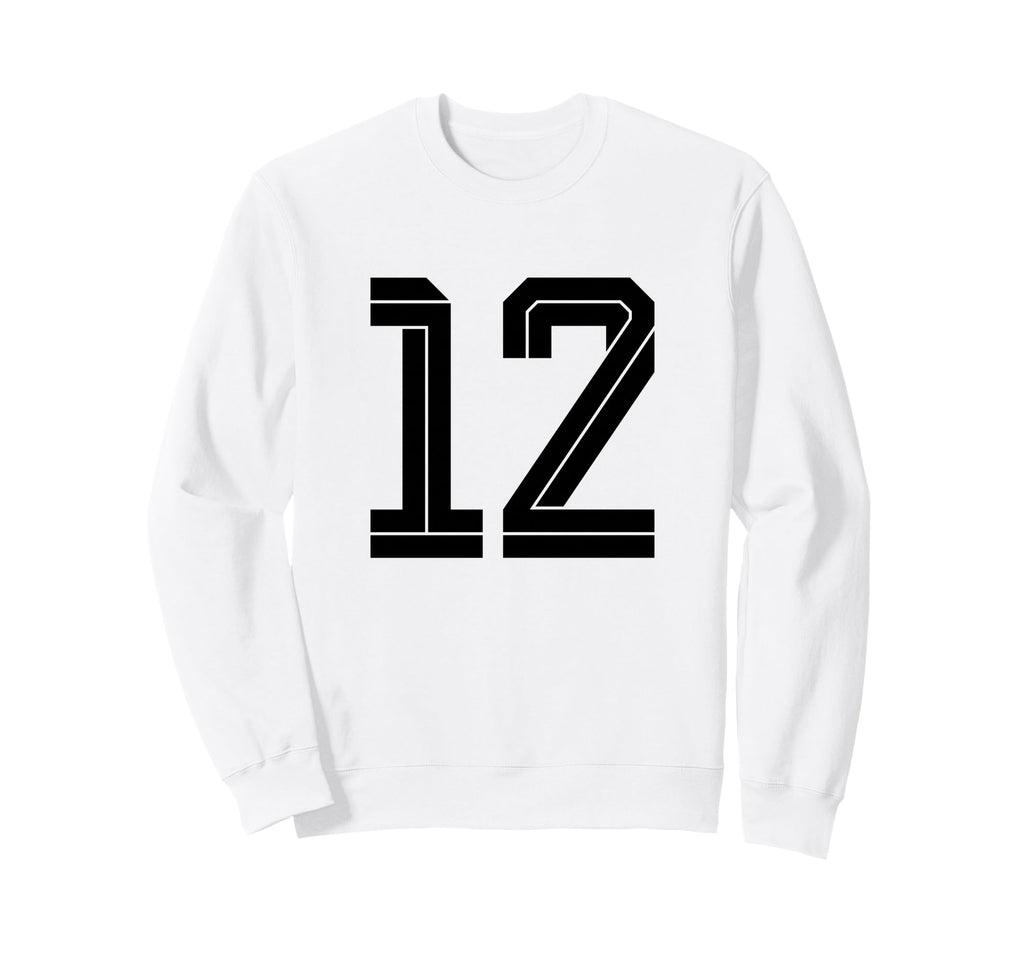 12 White Number 12 Sports Fan Soccer Sweatshirt - Unique Graphic Men Women - T-Shirt, Sweatshirt, Hoodie