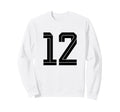 12 White Number 12 Sports Fan Soccer Sweatshirt - Unique Graphic Men Women - T-Shirt, Sweatshirt, Hoodie