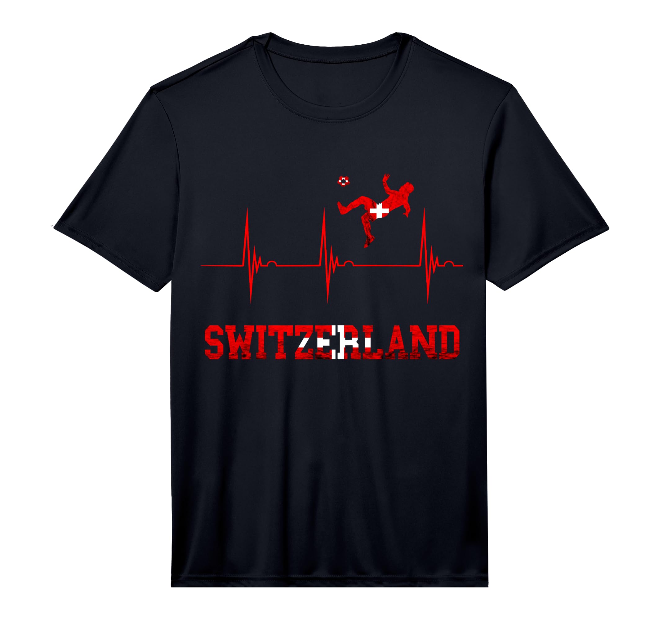 Switzerland Soccer Heartbeat Ekg T-Shirt - Fun Novelty Design Men Women - T-Shirt, Sweatshirt, Hoodie