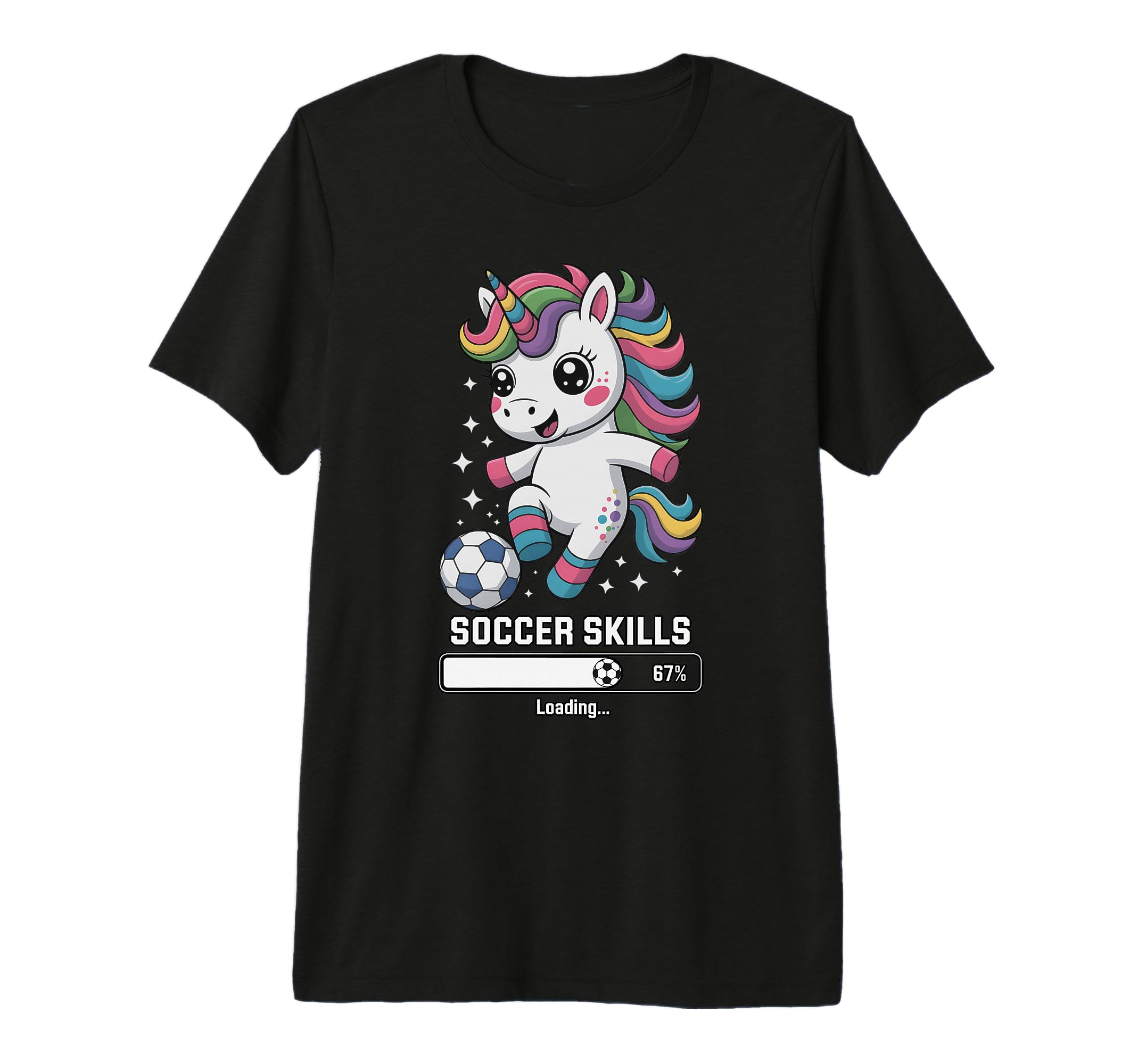 Kawaii Unicorn Soccer Skills Loading T-Shirt - Custom Art Print Men Women - T-Shirt, Sweatshirt, Hoodie