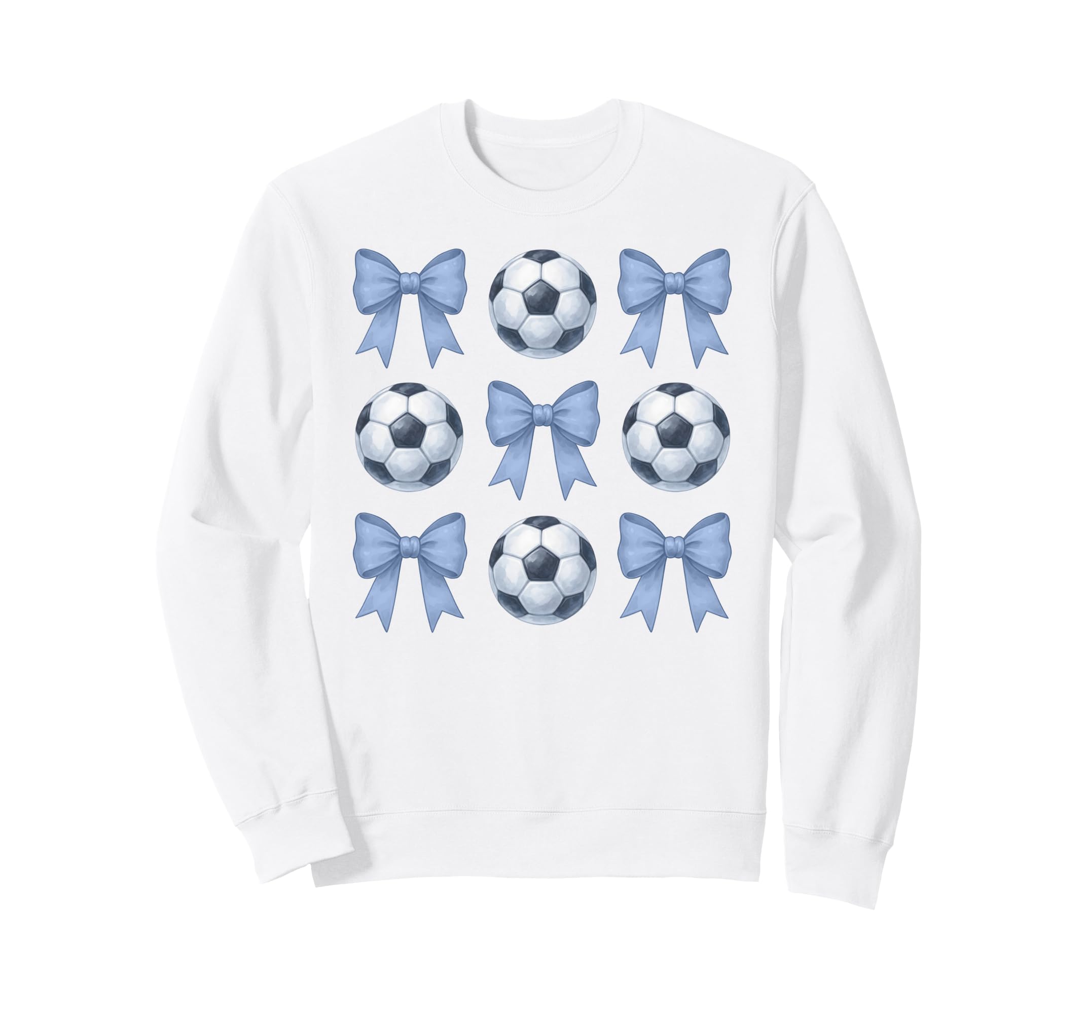 Soccer Coquette Toile Blue Bow Sweatshirt - Aesthetic Graphic for Adults - T-Shirt, Sweatshirt, Hoodie