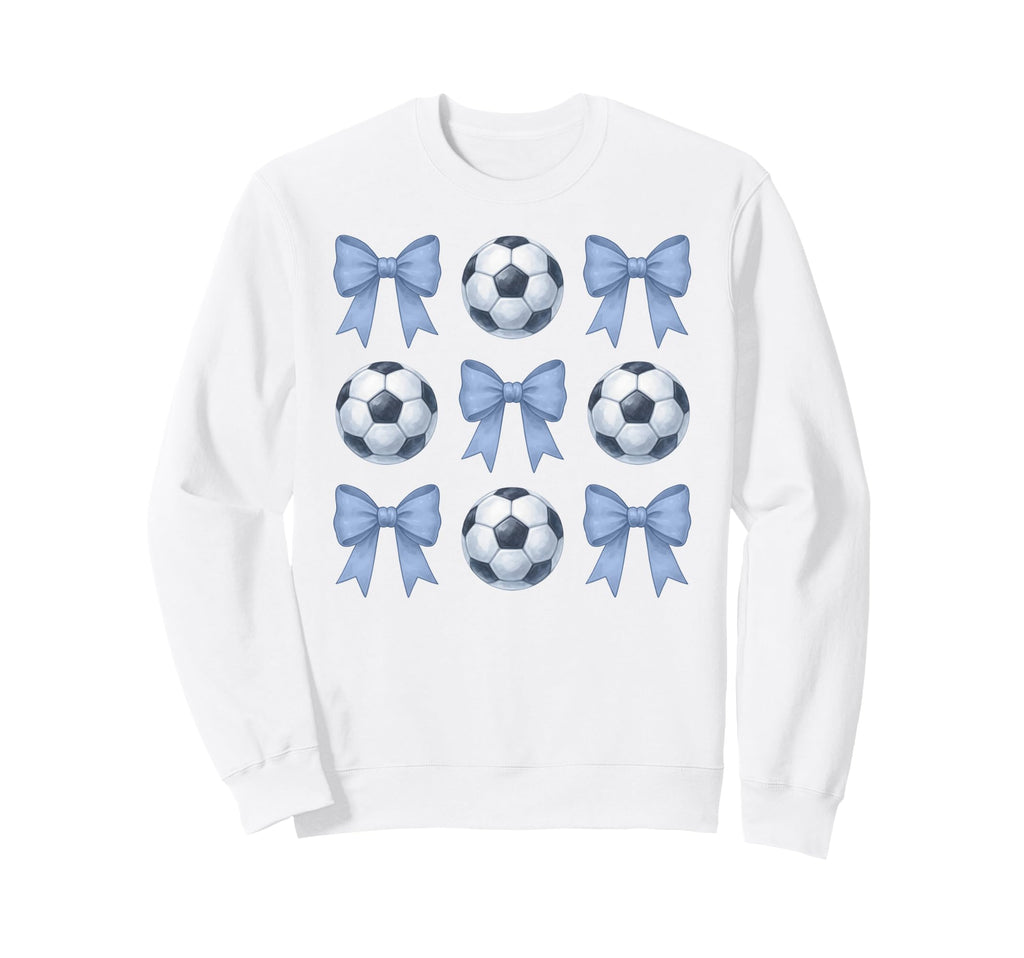 Soccer Coquette Toile Blue Bow Sweatshirt - Streetwear Style for Adults - T-Shirt, Sweatshirt, Hoodie