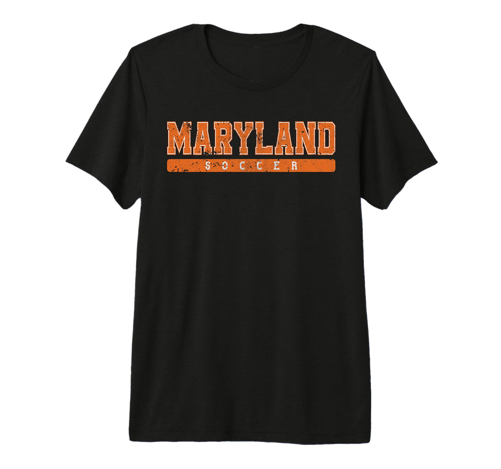 Maryland Soccer Orange Text Tri T-Shirt - Casual Everyday Wear Men Women - T-Shirt, Sweatshirt, Hoodie