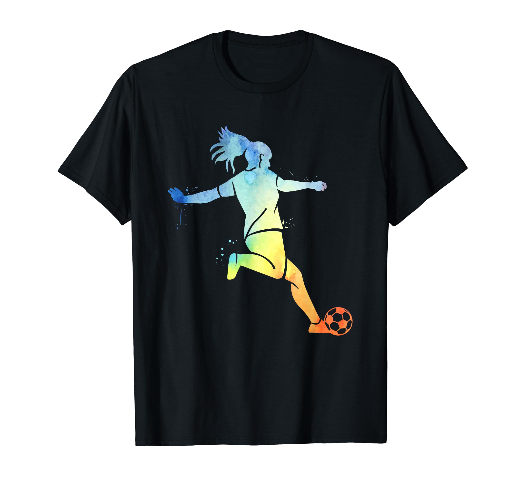 Playing Soccer Kicking Ball Multicolor T-Shirt - Graphic Print for Adults - T-Shirt, Sweatshirt, Hoodie