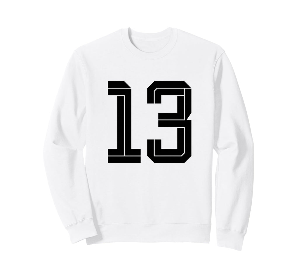13 White Number 13 Sports Fan Soccer Sweatshirt - Trendy Graphic Men Women - T-Shirt, Sweatshirt, Hoodie