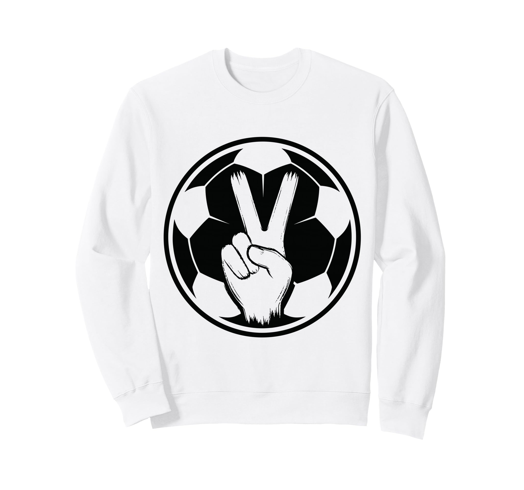 Soccer Peace Sign V Fingers Ball Sweatshirt - Custom Art Print Men Women - T-Shirt, Sweatshirt, Hoodie