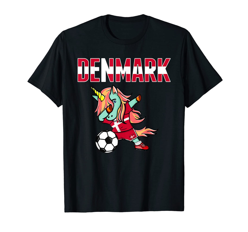 Dabbing Green Unicorn Denmark Soccer T-Shirt - Novelty Apparel Men Women - T-Shirt, Sweatshirt, Hoodie