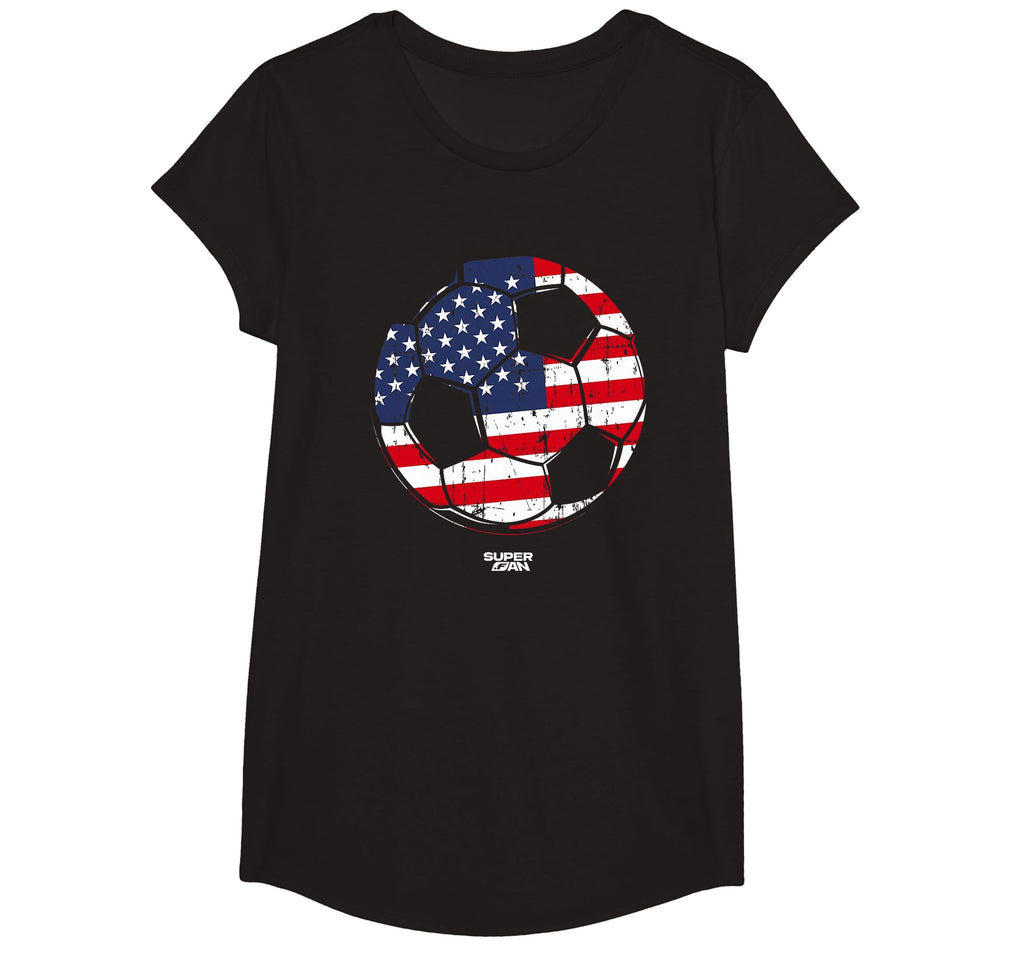 Superfan Usa Soccer Ball Flag T-Shirt - Minimalist Print for Adults - T-Shirt, Sweatshirt, Hoodie