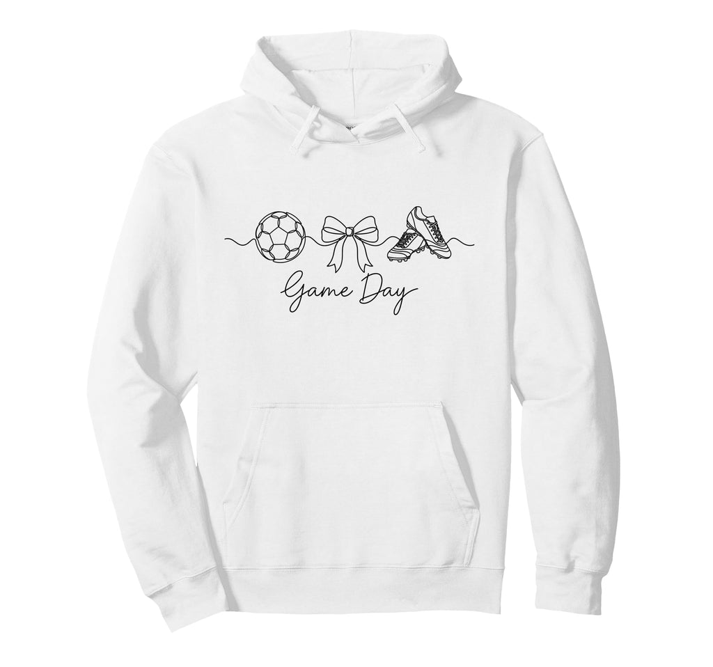 Game Day Soccer Mom Ball Bow Cleats Hoodie - Aesthetic Graphic Unisex - T-Shirt, Sweatshirt, Hoodie