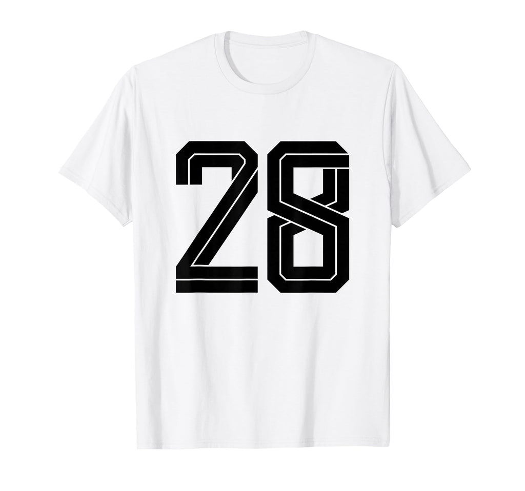 28 White Number 28 Sports Fan Soccer T-Shirt - Trendy Graphic Unisex - T-Shirt, Sweatshirt, Hoodie