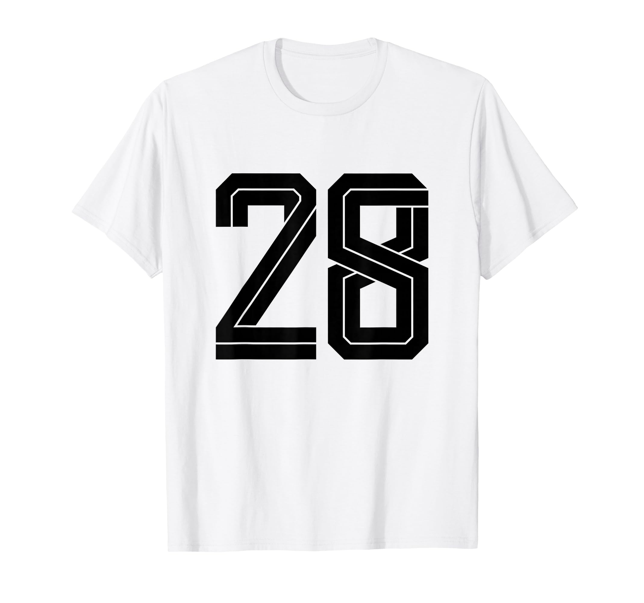 28 White Number 28 Sports Fan Soccer T-Shirt - Trendy Graphic Unisex - T-Shirt, Sweatshirt, Hoodie