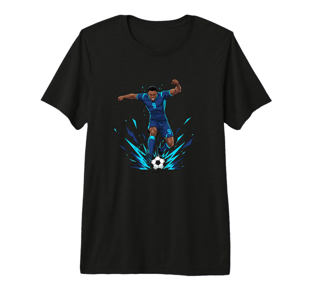 Football Soccer Blue Striker Rain T-Shirt - Aesthetic Graphic Men Women - T-Shirt, Sweatshirt, Hoodie